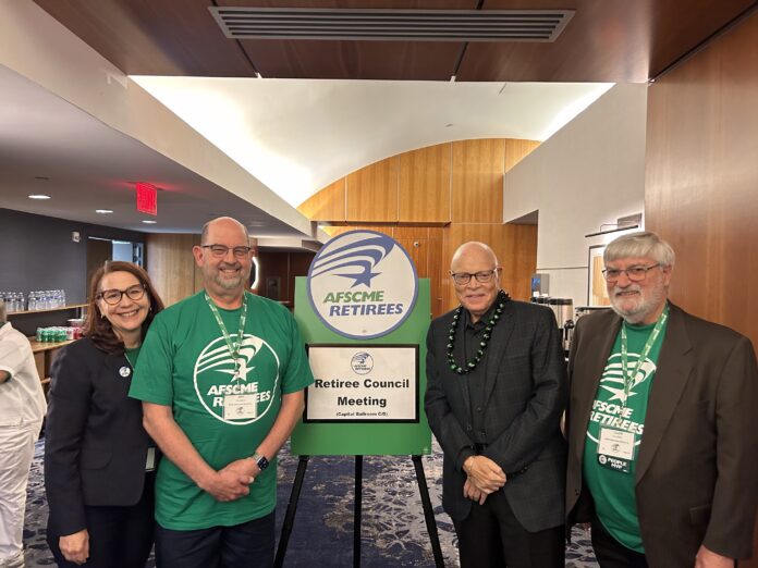 AFSCME International president Lee Saunders with RPEC (Former Executive Director Laurie Weidner, Treasurer Jeff Paulsen, AFSCME President Lee Saunders, and President Clair Olivers from left to right.)